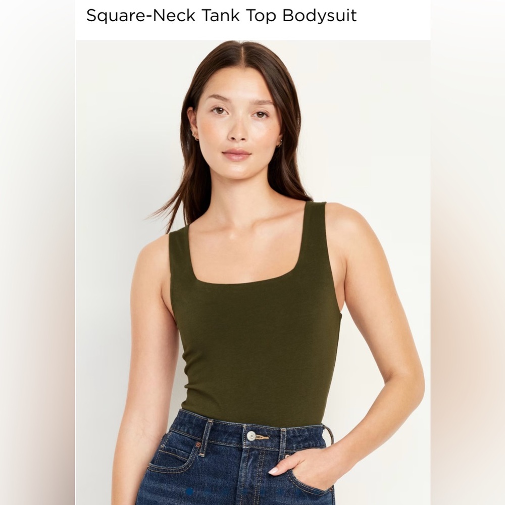 Olive green square neck body suit